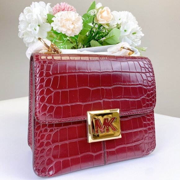 Michael Kors Sonia 35F1G6SS1E Small Square Shoulder Crossbody in Merlot - Picture 1 of 7